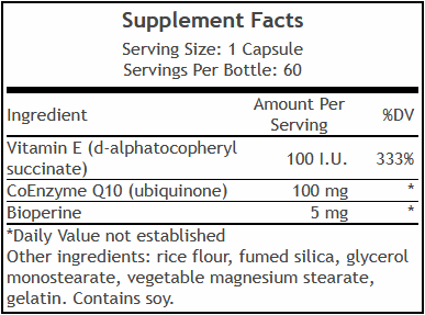 CoQ10 Plus E facts